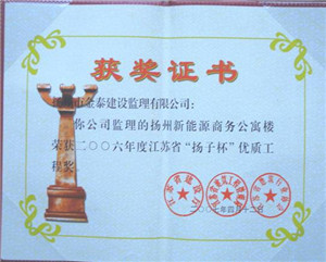 新能源商務(wù)公寓工程，2006年度江蘇省“揚(yáng)子杯”優(yōu)質(zhì)工程獎(jiǎng)